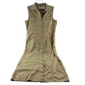 Bill Blass Jeans Vintage Women's Sleeveless‎ Khaki Button-Front Dress Size Med